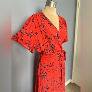 Gap Red Wrap Floral Dress